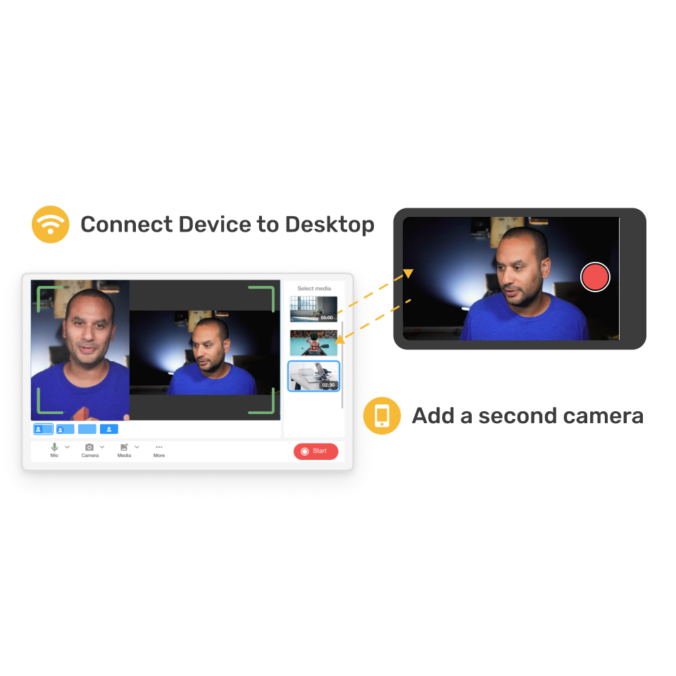 Use Visla sales proposal video creator to record yourself and your screen for a personal and clear pitch.